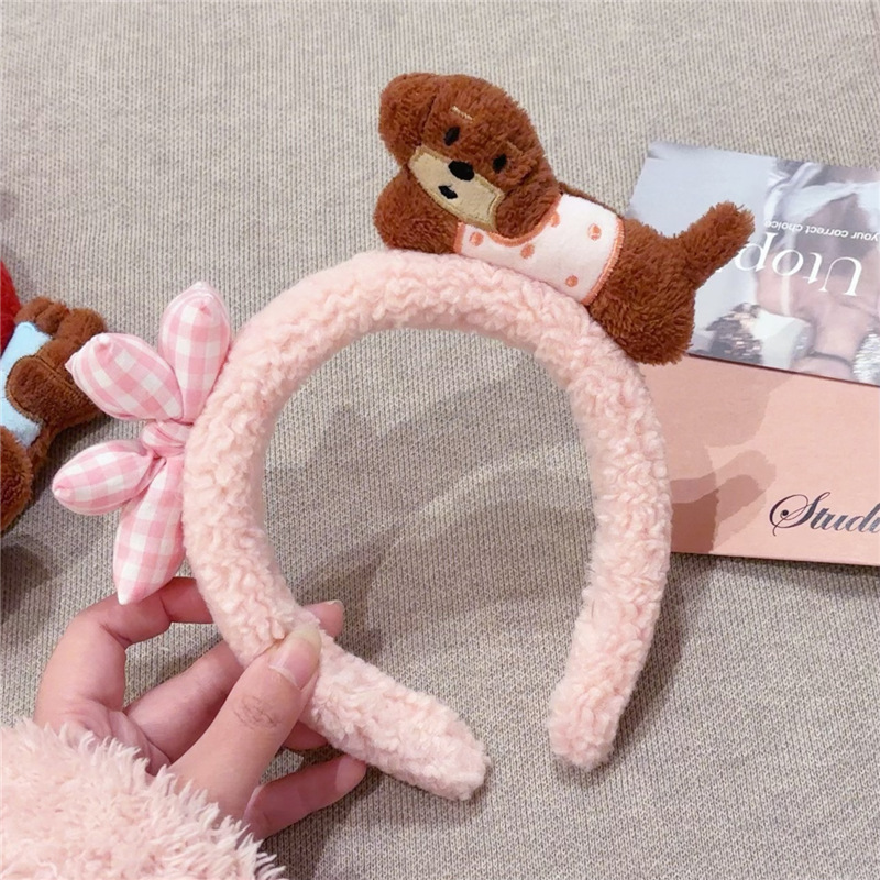 Nuevo lindo Año del Caballo festivo de peluche para las mujeres Año Nuevo lavar la cara de Navidad presión de cabello para la atmósfera de tocado rojo