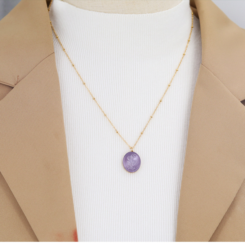 9g Weight Shell Inlay Material Necklace Classification 1 Piece Quantity Wedding Occasion Titanium Steel Material Geometric Pattern Women'S Gender Retro Style Retro Geometric Titanium Steel Shell Necklace 1 Piece 10