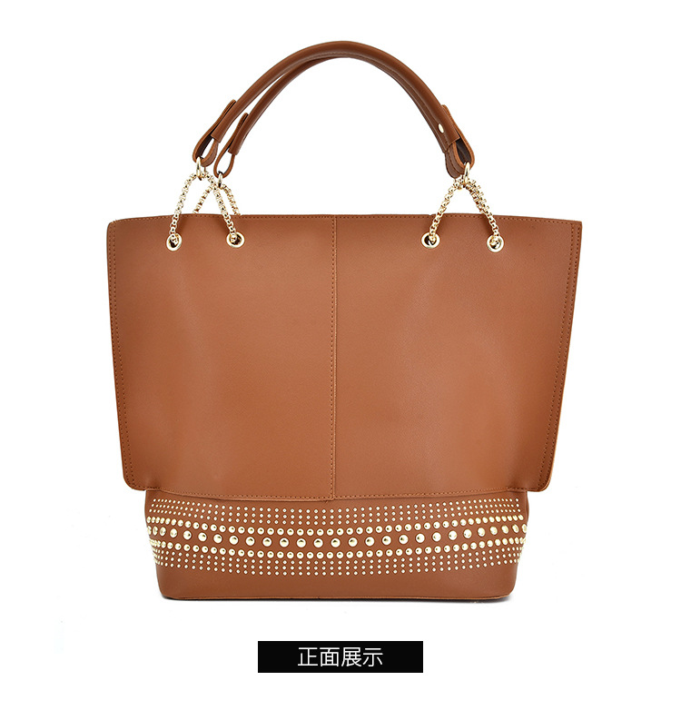New 2024 foreign trade mother-daughter bag three-piece set, European and American fashion single-shoulder crossbody bag, versatile rivet hand-held large bag undefined