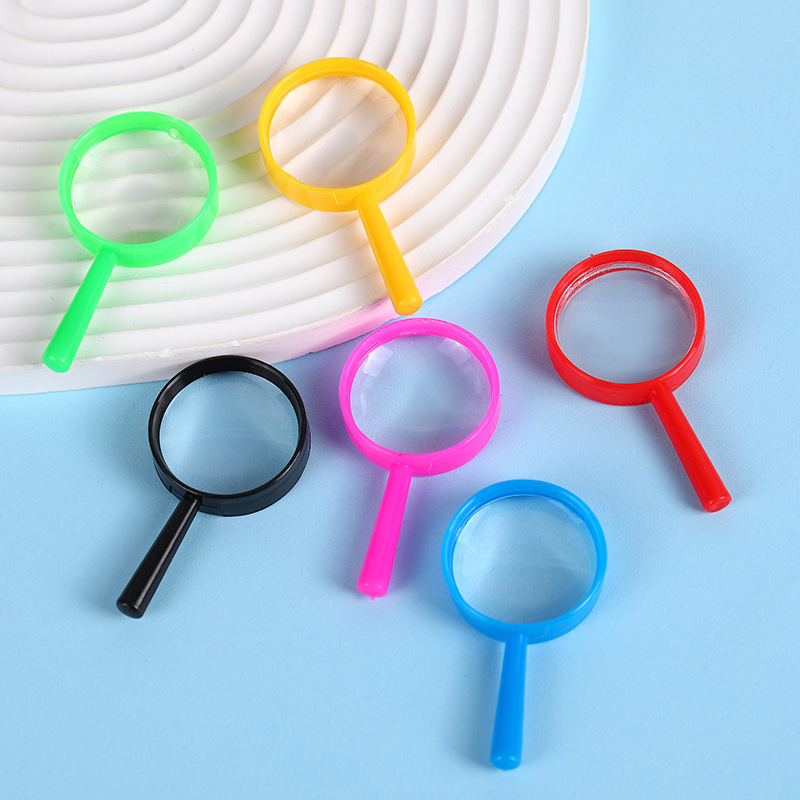 彩色25mm放大镜批发 塑料手柄亚克力透苯镜片 儿童手持迷你放大镜