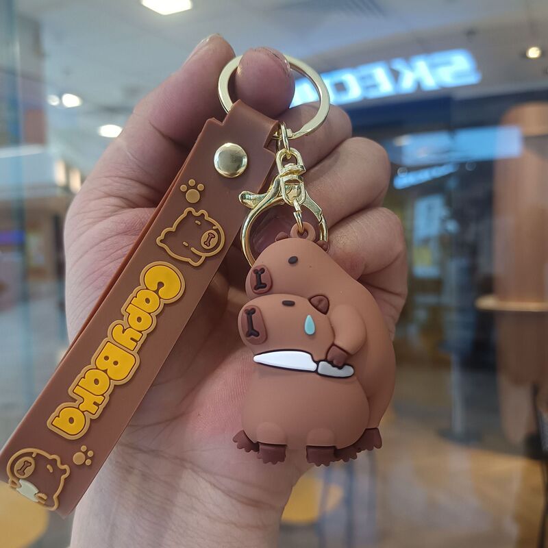 新しいカピバラキーホルダーペンダントハンバーガーカピバラ立体人形かわいい車のスクールバッグキーホルダー卸売|undefined