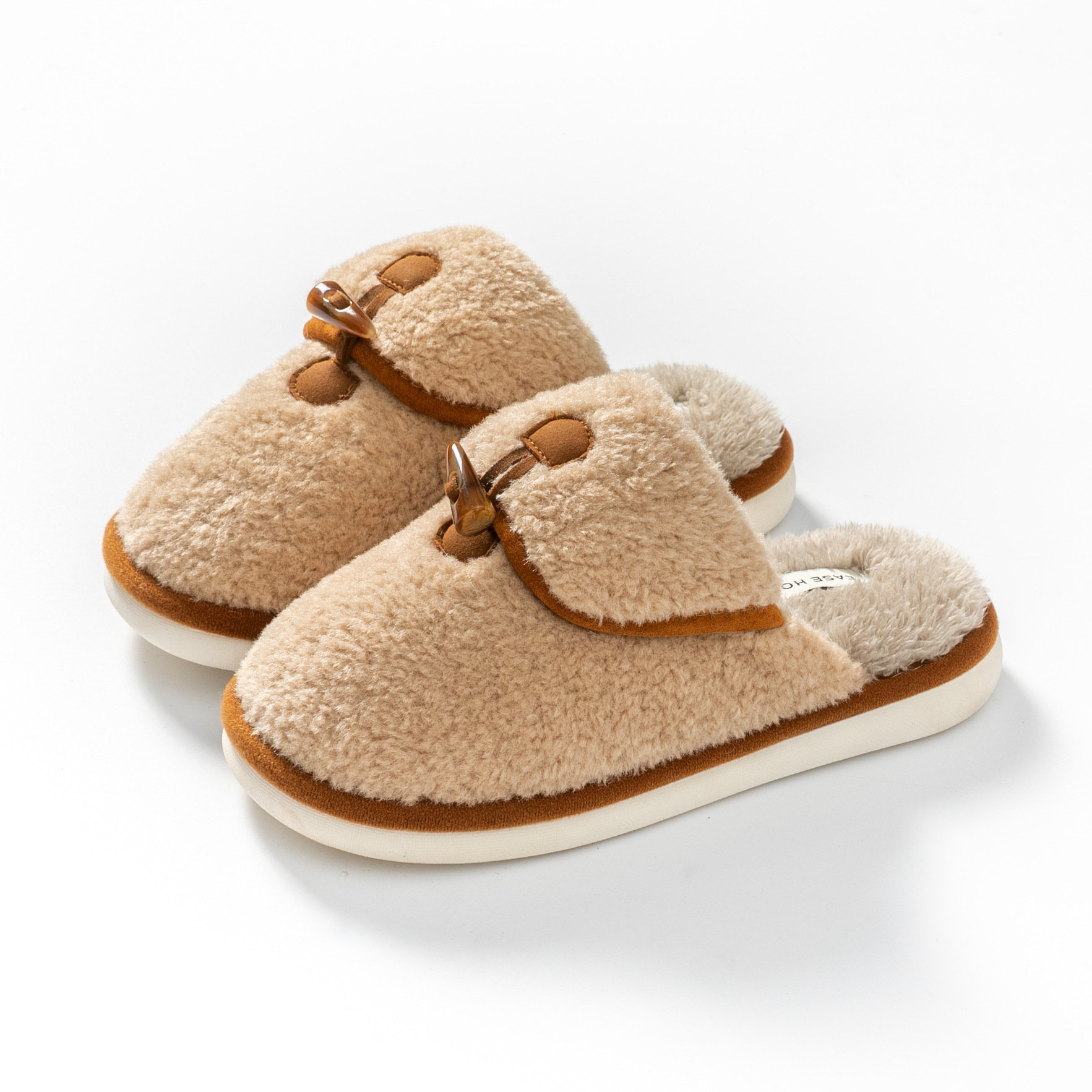 Nuevas zapatillas de algodón de otoño e invierno para parejas femeninas, pantuflas de felpa cálidas para interiores simples y a la moda para uso doméstico
