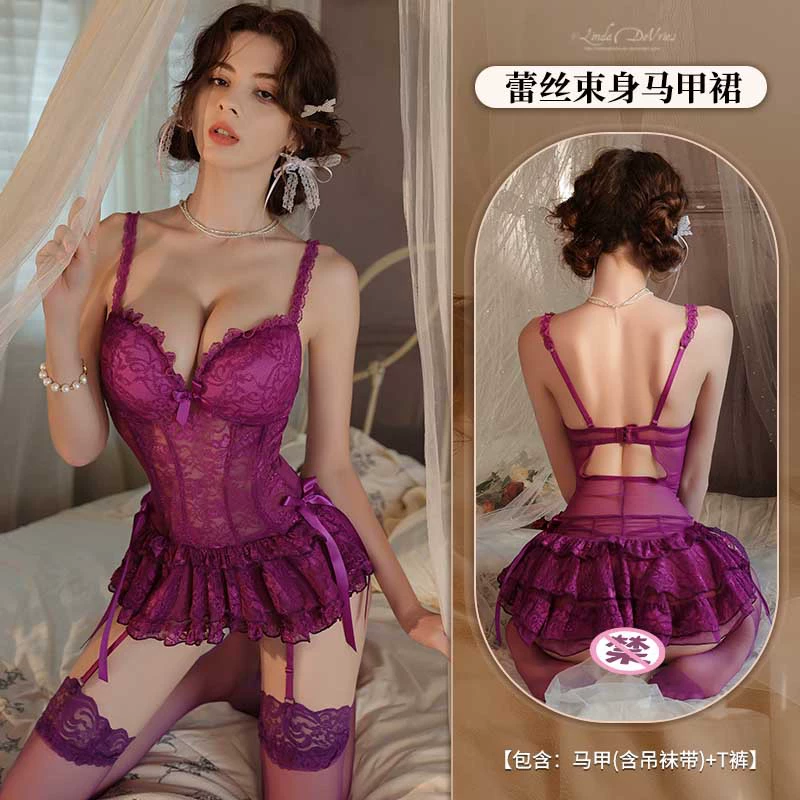 曼烟 Sexy underwear, поддерживающее платье-сорочка, жилет, маленький костюм принцессы, облегающий крой
