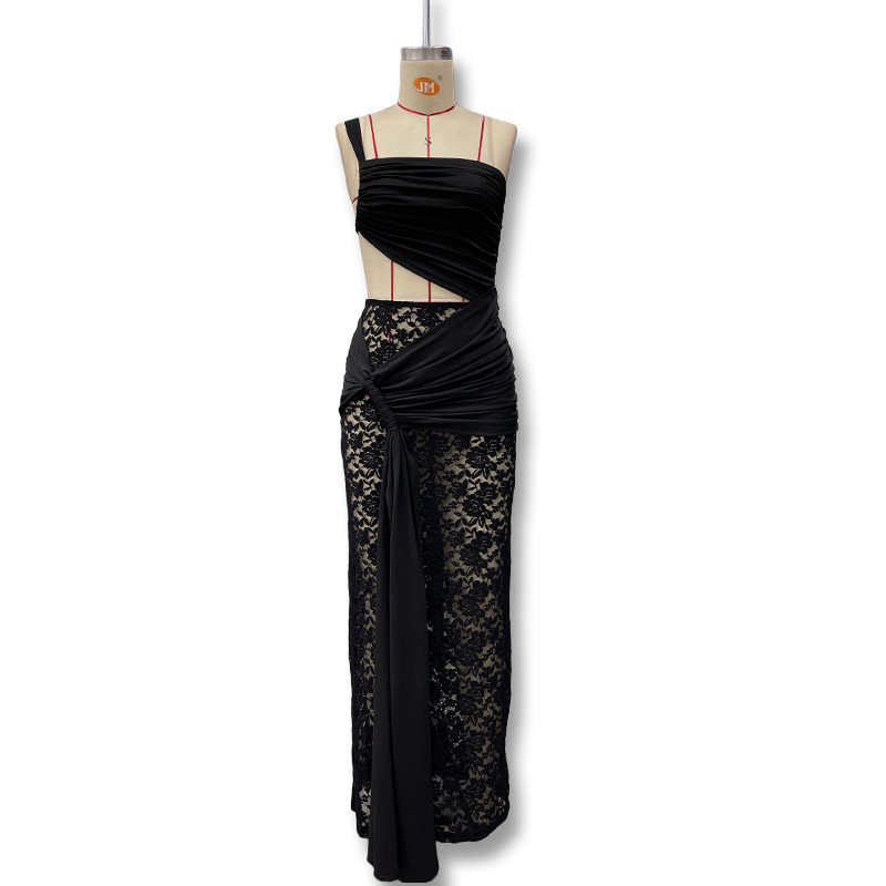 Women's Summer Sexy Backless Hollowed out Strapless Top And Slim Fit Skirt Set Cross Border Wholesale Clothing_ecoleips.com