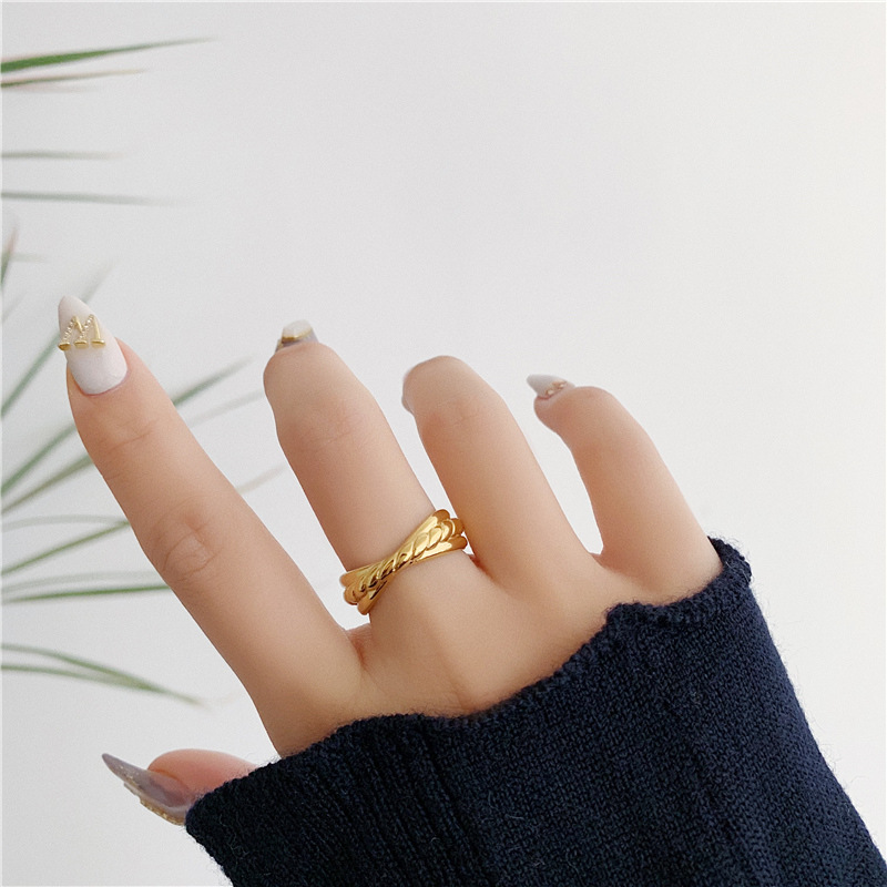 10g Weight Gold Plated Plating Material Rings Classification 1 Piece Quantity Holiday, Daily Occasion Stainless Steel Material Solid Color Pattern Women's Gender Plating Design Simple Style, Commute Style Simple Style Commute Solid Color Stainless Steel Plating Gold Plated Rings 8