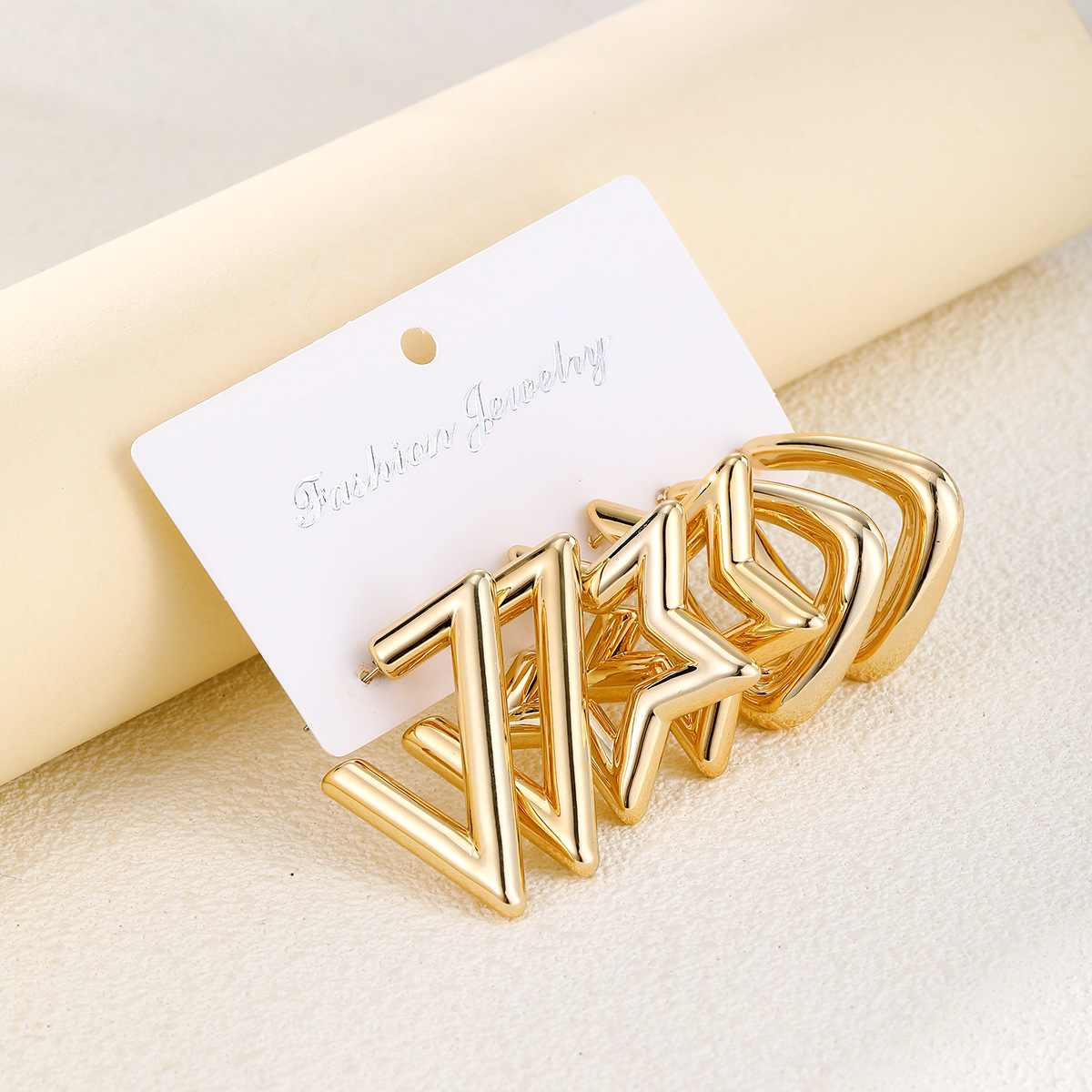 Alloy Material 1 Set Simple Style Triangle Star Solid Color Plating Alloy Earrings