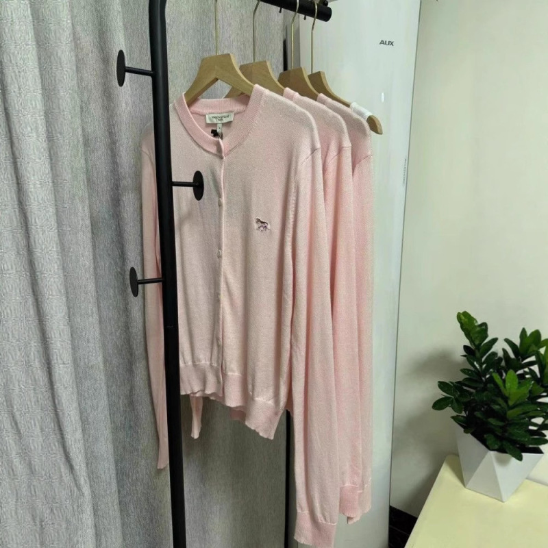 Jennie's Same Ss24 Spring and Summer New Mk Color Play Little Fox Round Neck Wool Knitted Cardigan