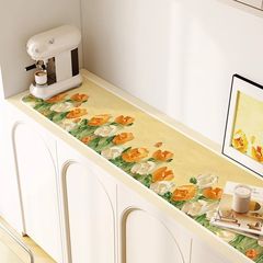 奶油油画风皮革电视柜桌垫桌布台布防水餐边柜鞋柜垫玄关柜垫代发