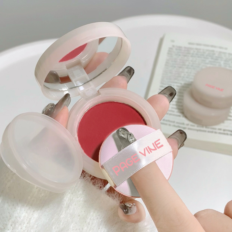PAGE VINE Colorete en Crema con Recarga, Maquillaje Mate Nude, Efecto Blanqueador Natural y Delicado, Colorete para Comercio Transfronterizo