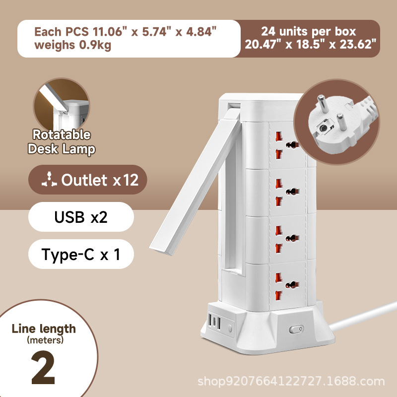 Estándar europeo-2 metros-4 capas/USB/luz nocturna