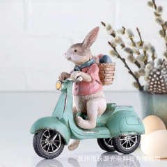 現物クロスボーダー新型Easterウサギ自転車樹脂工芸品置物室内デスクトップイースター装飾品