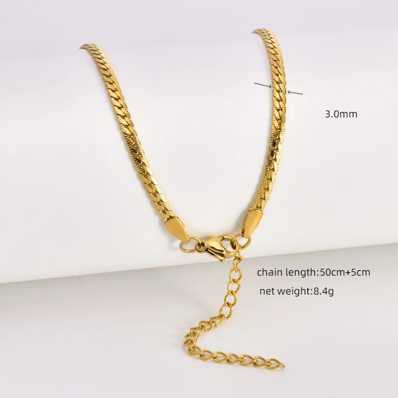 17g Weight Chain Jewelry Making Type 18K Gold Plated Plating Material Chain Necklace Classification 1 Piece Quantity Titanium Steel Material Geometric Pattern All Seasons Season Polished Finish Plating Design Simple Style Style 1 Piece Titanium Steel 18K Gold Plated Polished Chain Necklace Chain Simple Style Geometric 2