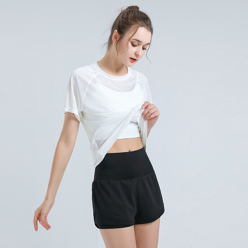 Women's Summer Sports T-Shirt Short Sleeve Loose Top Women's Running Fitness Shirt Quick-Drying Comfortable Covering Shirt Breathable Yoga Clothes