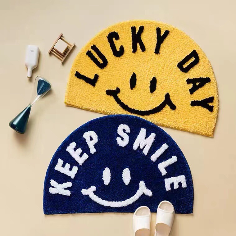 Cartoon Smiling Face Imitation Cashmere Carpet Home Bathroom Bathroom Door Water-Absorbent Non-Slip Foot Mat Entry Door Floor Mat Cartoon Smiling Face Imitation Cashmere Carpet Home Bathroom Bathroom Door Water-Absorbent Non-Slip Foot Mat Entry Door Floor Mat