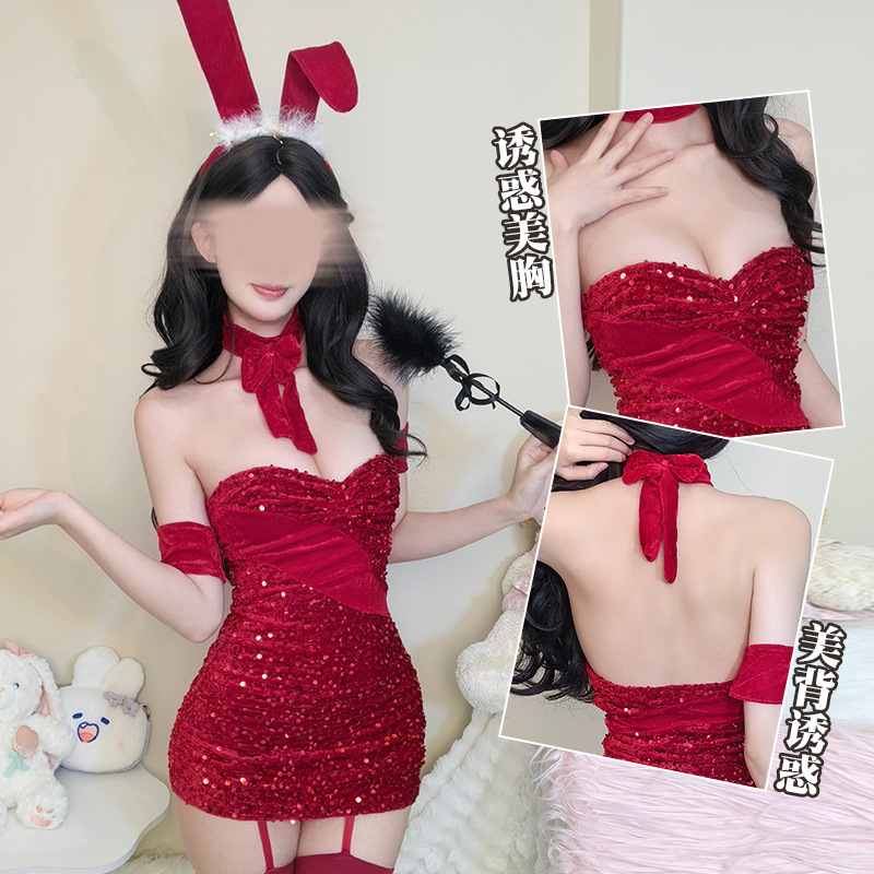 Sexy Uniform New Year Bunny Cos Costume Sexy Uniform suit Maid Christmas Hip Dress Nightclub Women