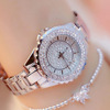 Women's watch, universal diamond quartz set, beaded bracelet with bow