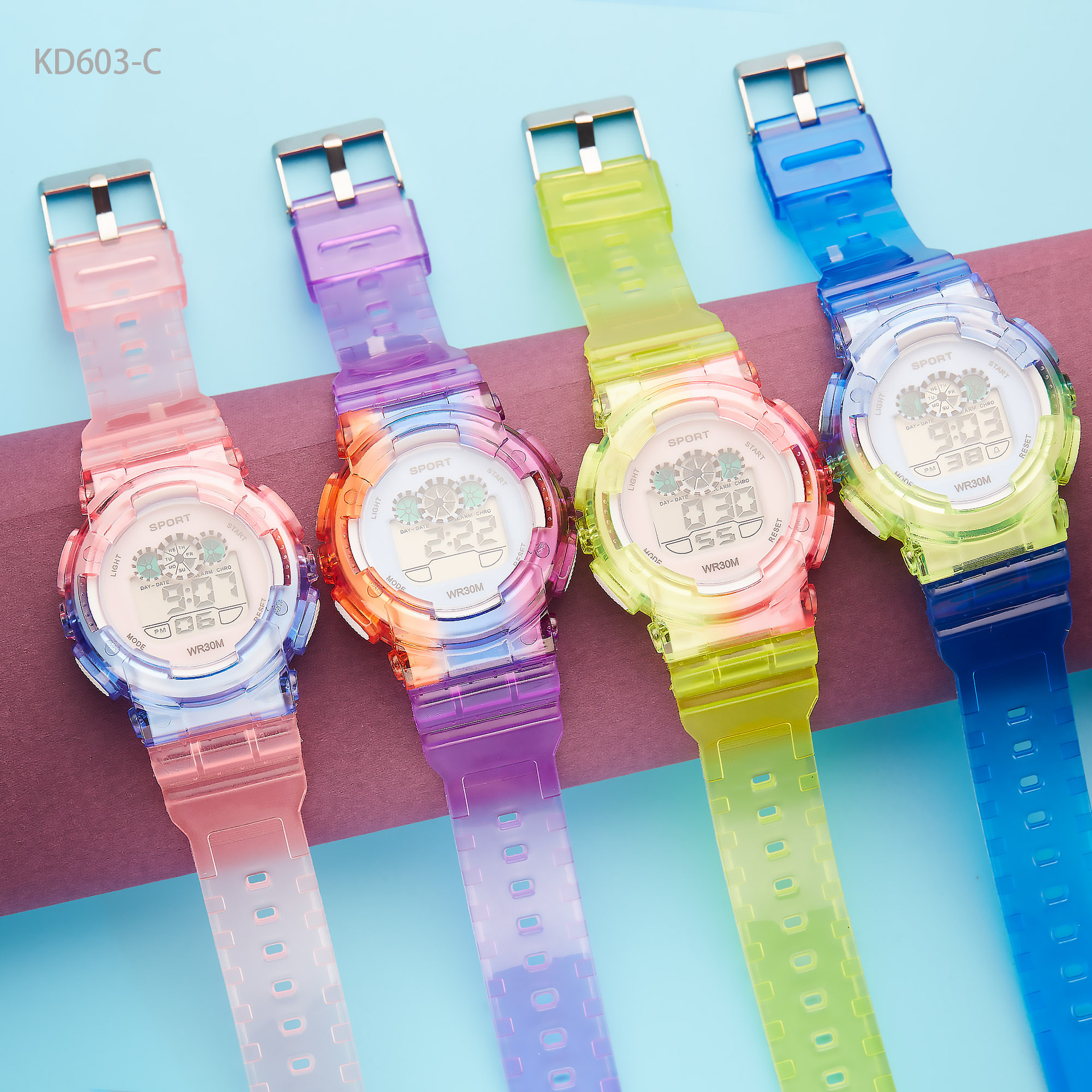 Reloj para niños colorido reloj para niños reloj electrónico para estudiantes estilo universitario reloj electrónico impermeable luminoso multifuncional