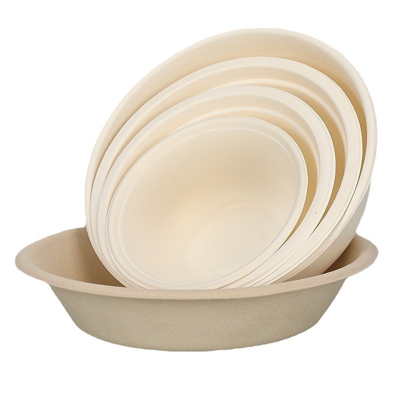 Tazón de pulpa, tazón de ensalada redondo, tazón de fideos de sopa degradable, tazón de condimento de barbacoa, tazón de condimento de material ecológico, bento