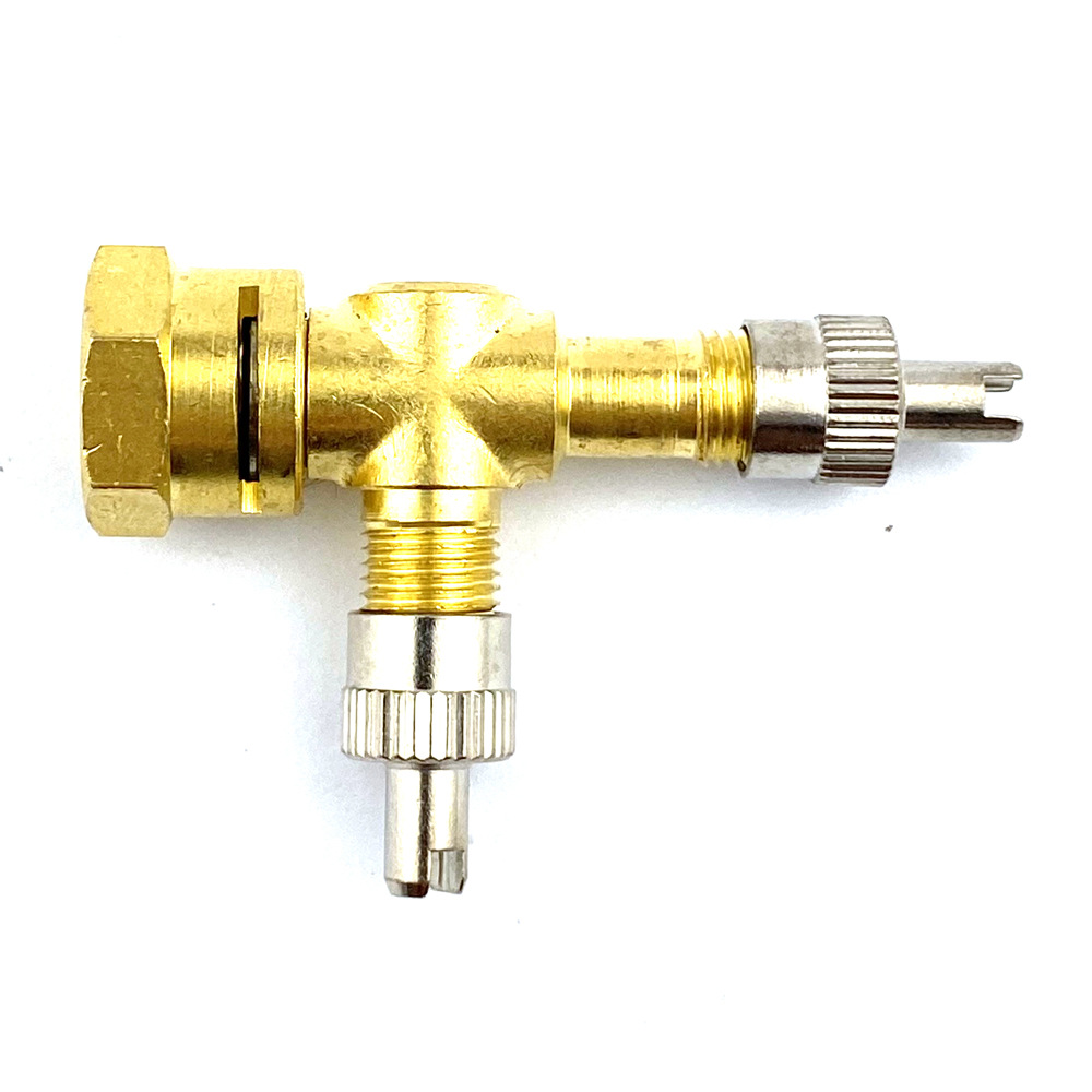 TPMSCopper Integrated Three-way Valve Pressure Test Bleed Valve Debugging Tool Set Valve