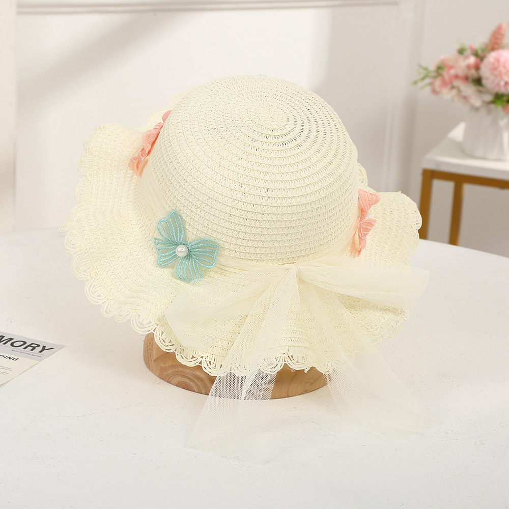 Flower Pattern Girl's Cartoon Style Cute Flower Straw Hat