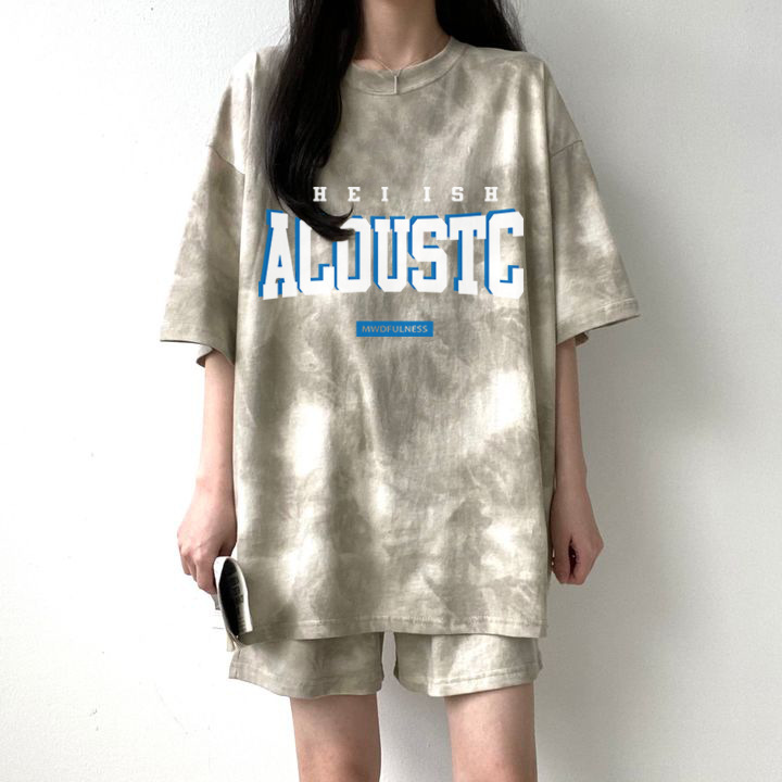 Short Sleeve shorts plus size sportswear Korean style summer suit women's casual couple two-piece set 2024 New Ladies