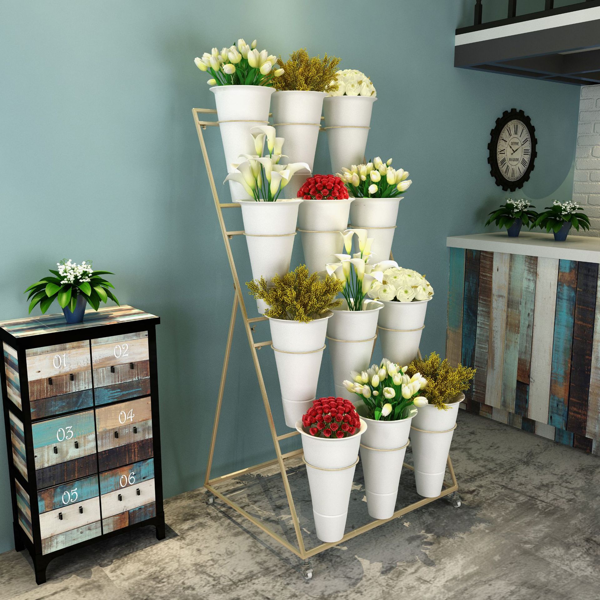 Soporte de flores de hierro forjado para decoración