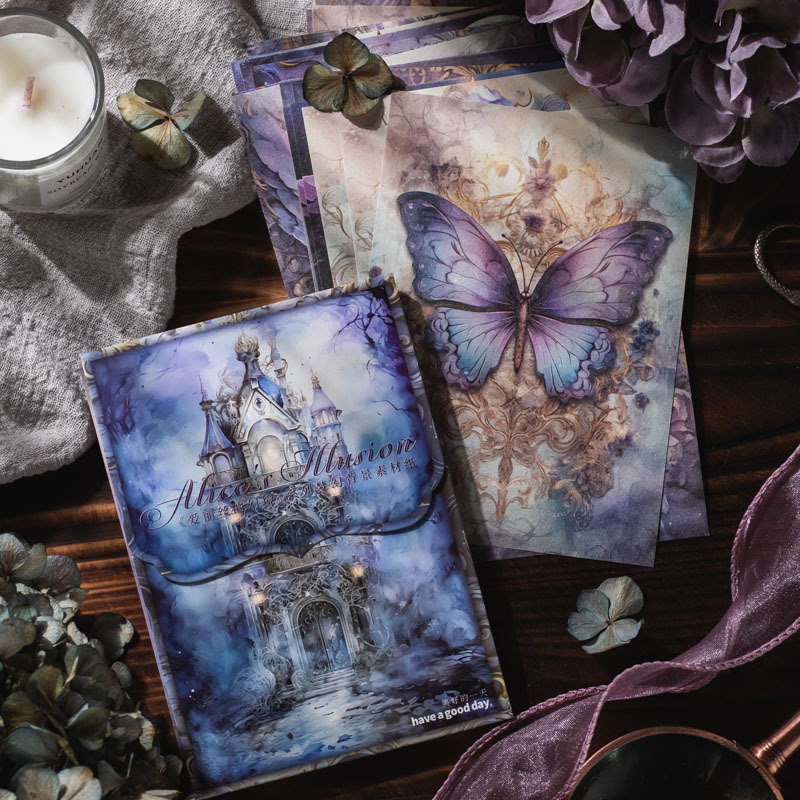 Beautiful day material paper Alice's fantasy series Dream background Journal material decorative paper 6 models