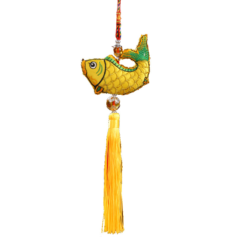 Bolsita del Dragon Boat Festival Bolsita bordada Colgante Bolsita en forma de pez Colgante de pescado con lentejuelas Colgante de coche Bolsita del Dragon Boat Festival