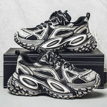 欧洲站工装男鞋春季网面透气休闲运动鞋百搭学生厚底增高老爹鞋子