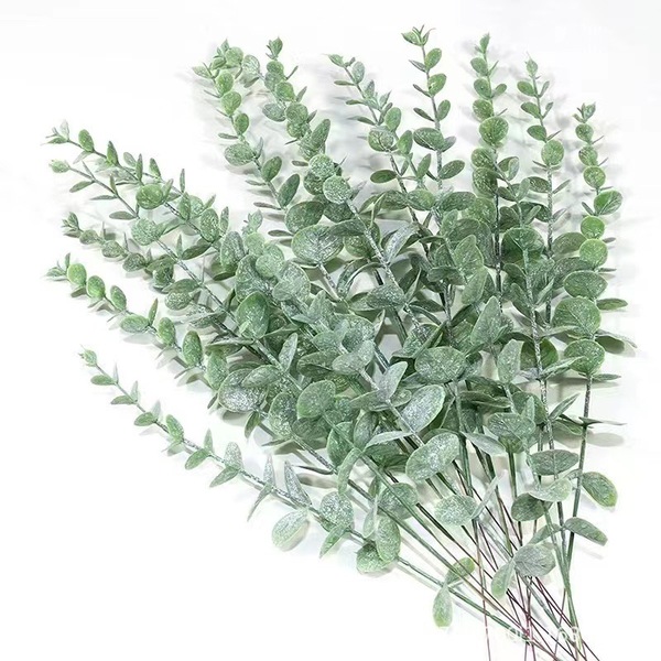 Artificial green plant artificial eucalyptus leaf 38cm single eucalyptus leaf artificial green plant flower cross-border home decorative flower Image