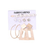 Metal earrings, demi-season set from pearl, European style, 9 pair, wholesale