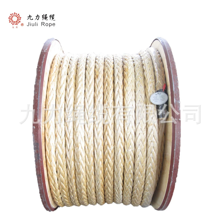 Двенадцать нитей полимерного полиэтиленового кабеля, трос UHMWPE, диаметр 46 мм, длина 200 м.