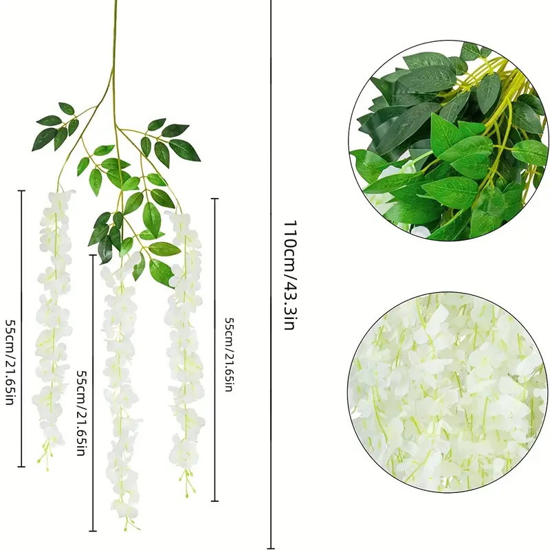 Explosiones transfronterizas simulación de flores de wisteria encriptada decoración de bodas colgantes flores de frijoles falsas flores de viña pasarela colgantes flores de wisteria
