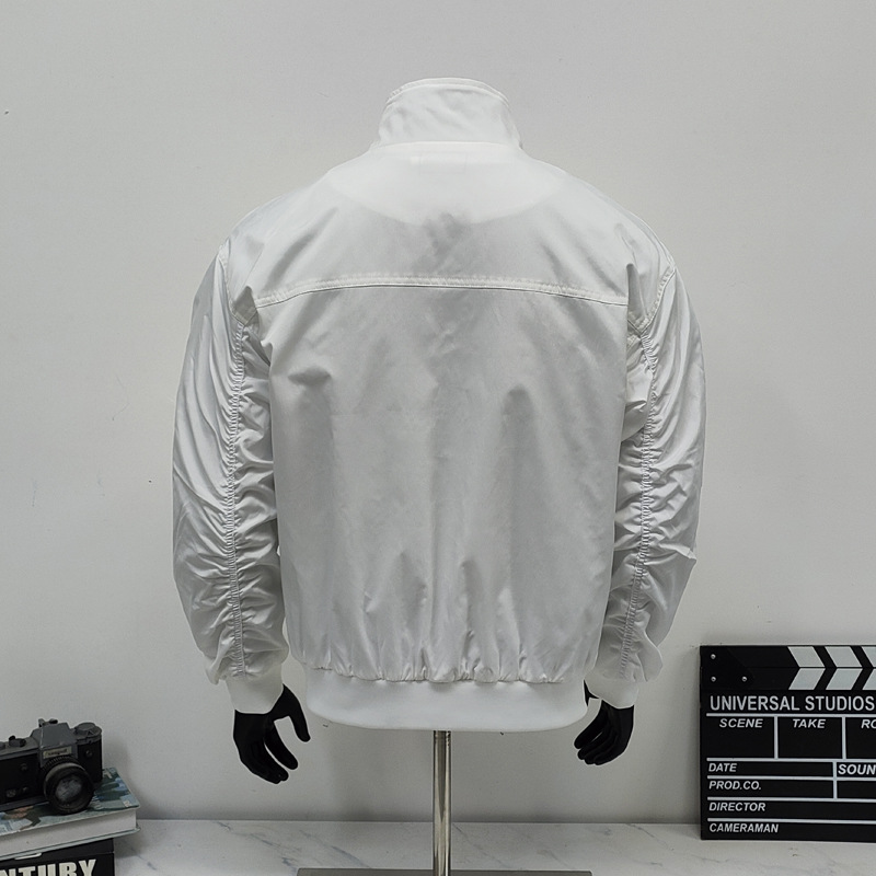 Retro Baseball Jacket With Stand-up Collar And Inner Pockets_voghion.com