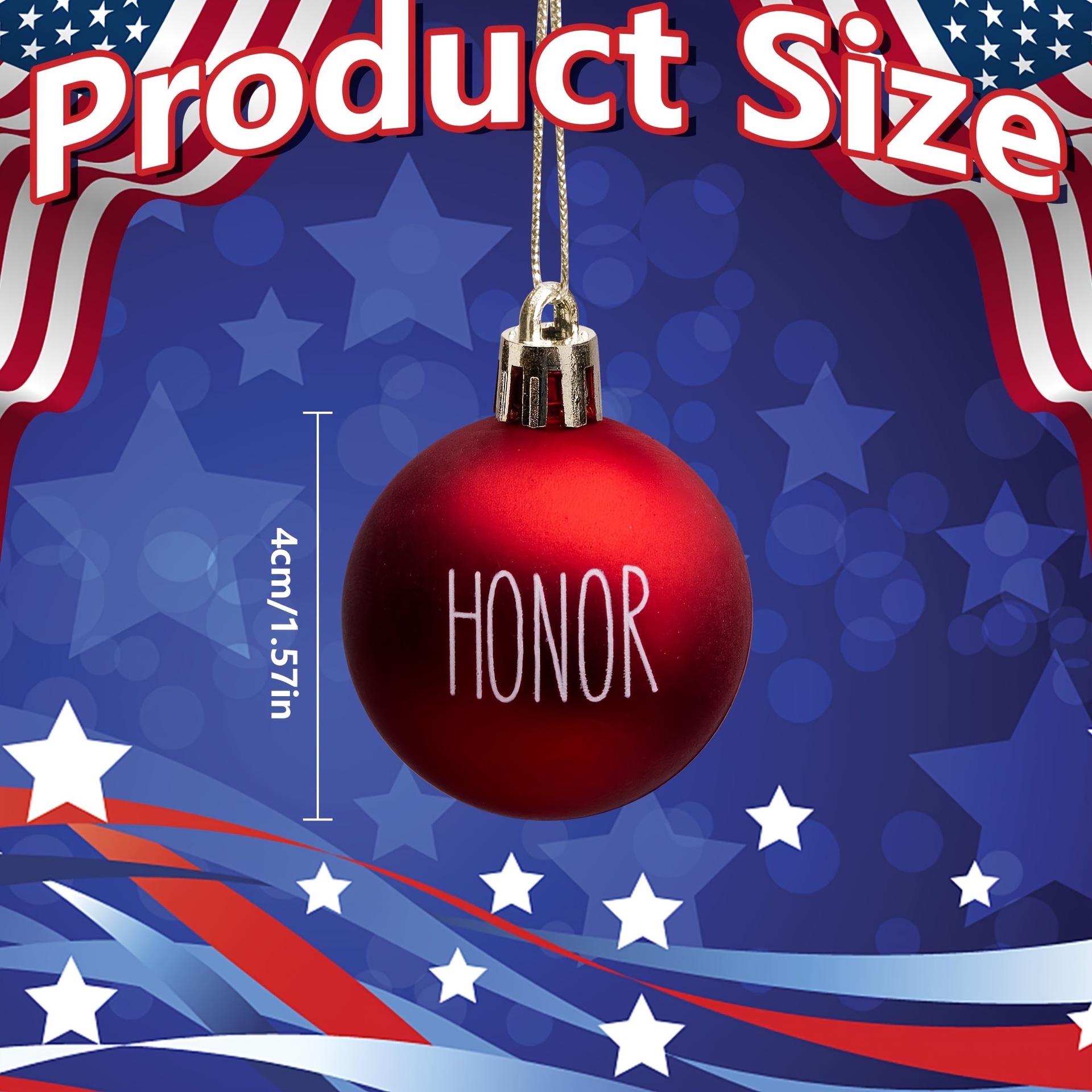 Bola decorativa del Día de la Independencia de EE. UU. Transfronteriza 4cm24 piezas de plástico Bola decorativa del Día Nacional del ambiente