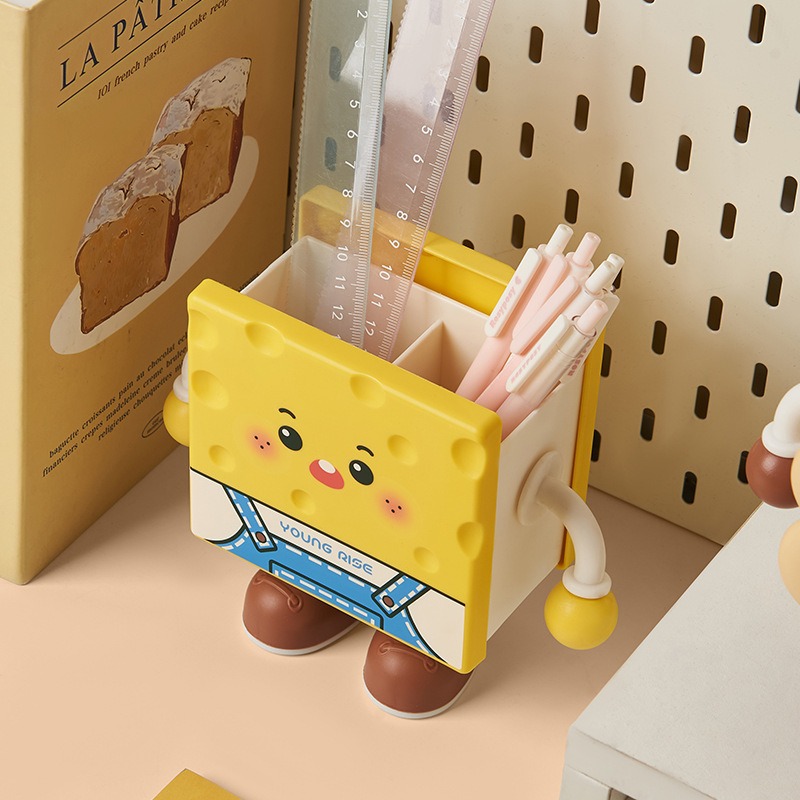 Caricatura encantadora galleta de escritorio caja de almacenamiento creativa papelería multifuncional dormitorio de estudiantes decoración de lápiz para niños