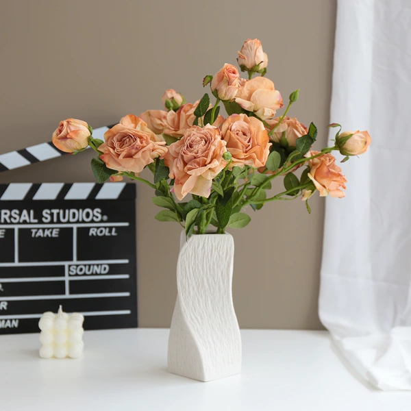 Large twist [stone pattern] + light brown dried rose [fake flower set]