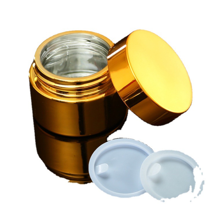透明玻璃膏霜瓶电镀金属蒙砂化妆瓶分装空瓶眼霜面霜小样密封瓶