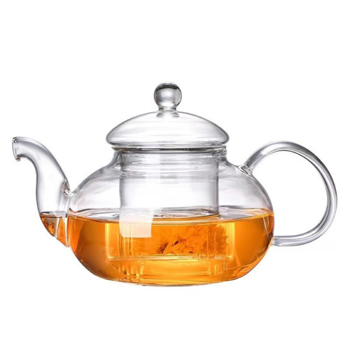Wholesale high borosilicate glass flower tea high temperature resistant thickened transparent glass teapot filter glass teapot