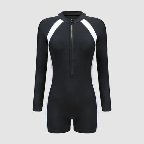 Ladies' wholesale new style one-piece swimsuit, long/short sleeve, flat bottom, plus size, conservative, stomach covering, hot spring professional swimwear