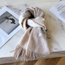 【尖货!!】100%纯羊毛格子围巾女冬季高级感2025新款围脖生日礼物