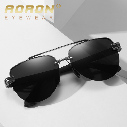 New Toad Mirror Aolong Polarized Men's Large Frame Rimless Sunglasses Fashion Metal Sunglasses A672