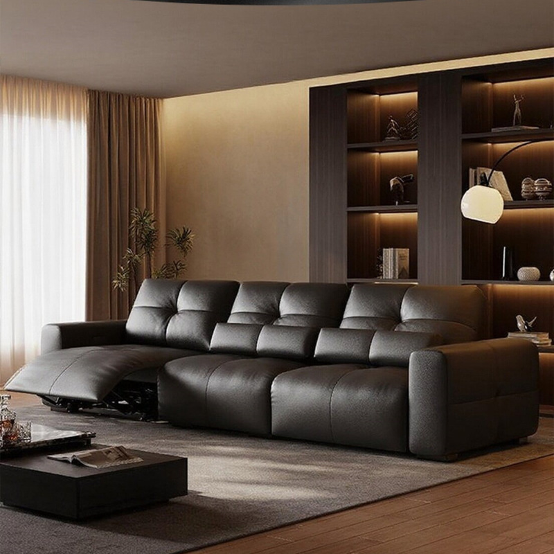 Electric Multifunctional Sofa, Italian-Style Minimalist High-Back Living Room Sofa, Modern Leather Adjustable Sofa for Large Flat Apartments and Villas