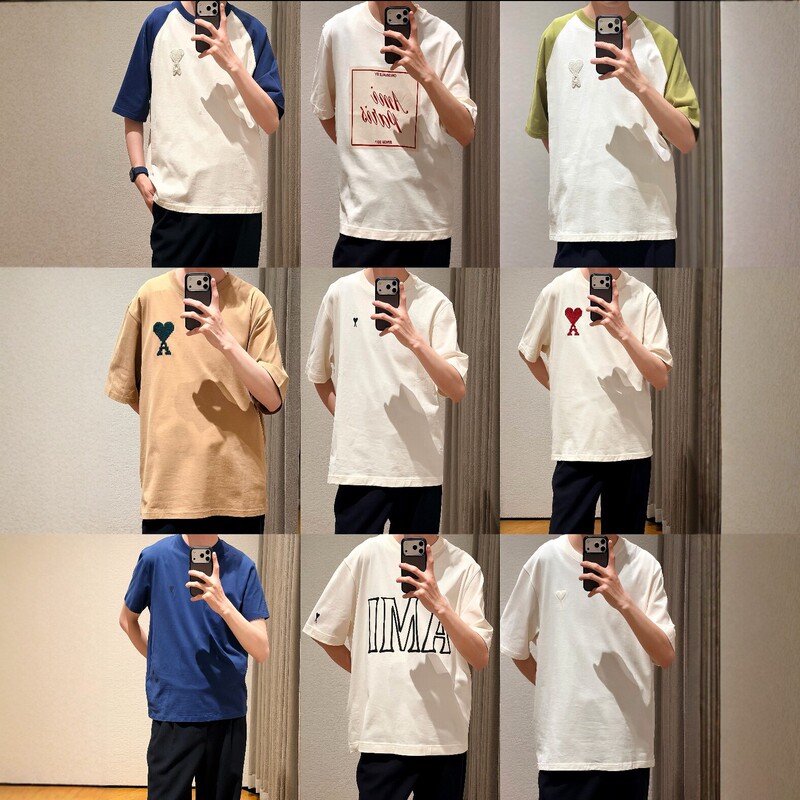 High-Quality In-Stock Ami Heart Embroidery Short-Sleeve T-Shirt for Men, Summer Loose Fit Round Neck Trendy Brand Couple Style Pure Cotton Top High-Quality In-Stock Ami Heart Embroidery Short-Sleeve T-Shirt for Men, Summer Loose Fit Round Neck Trendy Brand Couple Style Pure Cotton Top