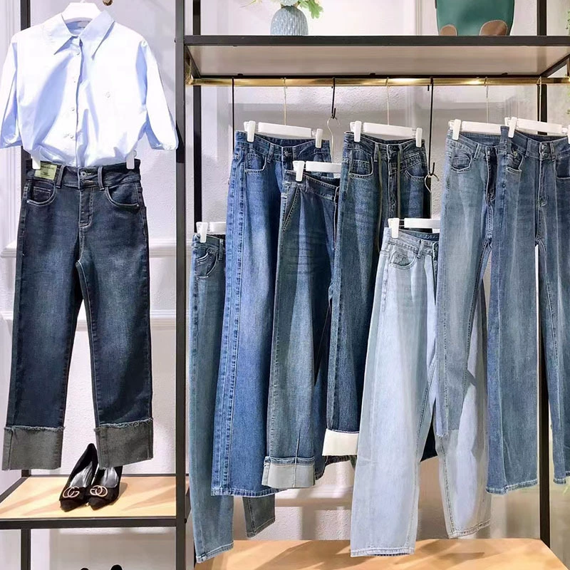 Синие джинсы кита 23 весенняя одежда новая мода дикие бренды сняты