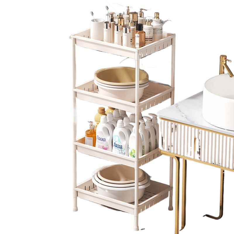 Rack de lavabo de baño, estante de almacenamiento de inodoro, estante de bañera doméstico, estante de almacenamiento de piso de plástico multicapa grueso