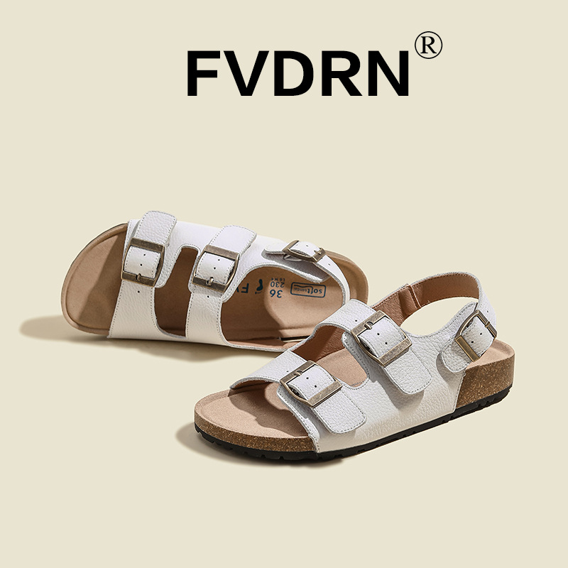 Todo cuero ~ Buckener plataforma zapatos de mujer 2025 verano nuevo estilo Velcro vintage zapatos romanos sandalias Boken