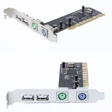 PCI转PS2键盘鼠标+两口USB2.0扩展卡台式机PCI转PS2+USB转接卡NEC