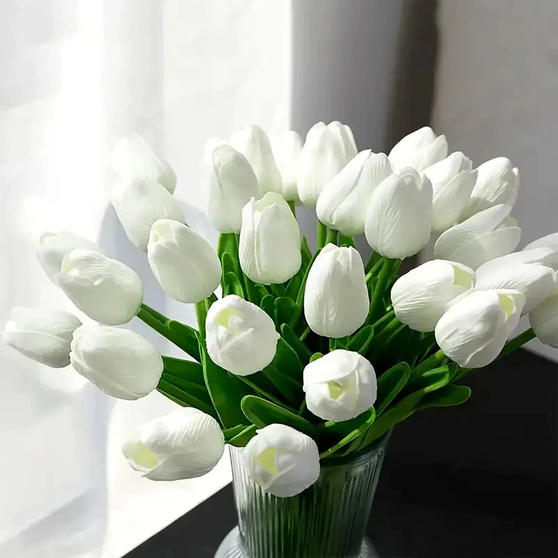 Realistic Faux Tulip Bouquet, High‑End Decorative Artificial Flowers for Wedding & Home