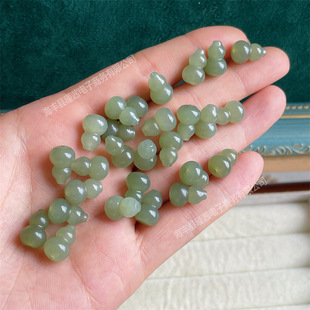 Wholesale natural Qinghai material Hetian jade through-hole gourd necklace disciple bead rope beaded with beads accessories spacer beads